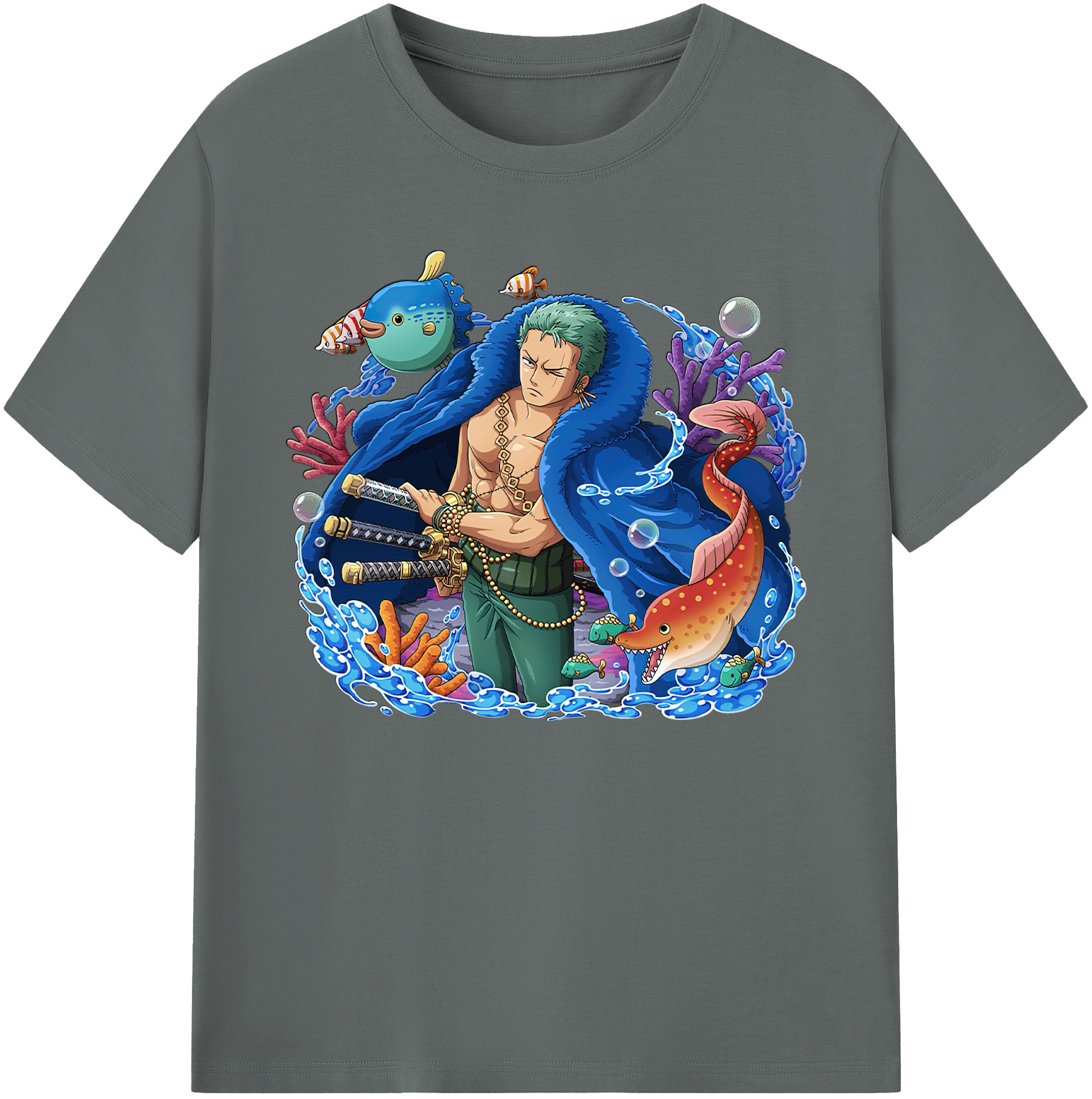 ワンピース ロロノア・ゾロ ONE PIECE Roronoa Zoro 綿100％ メンズ半袖Tシャツ｜肌触りやわらか＆通気性